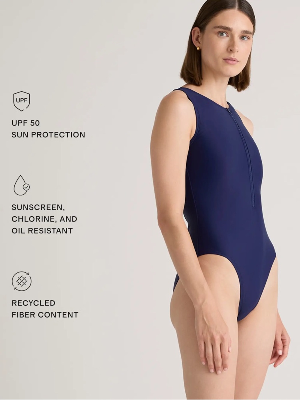 Quince Italian Zip-Front One-Piece Swimsuit - Picture 3 of 5